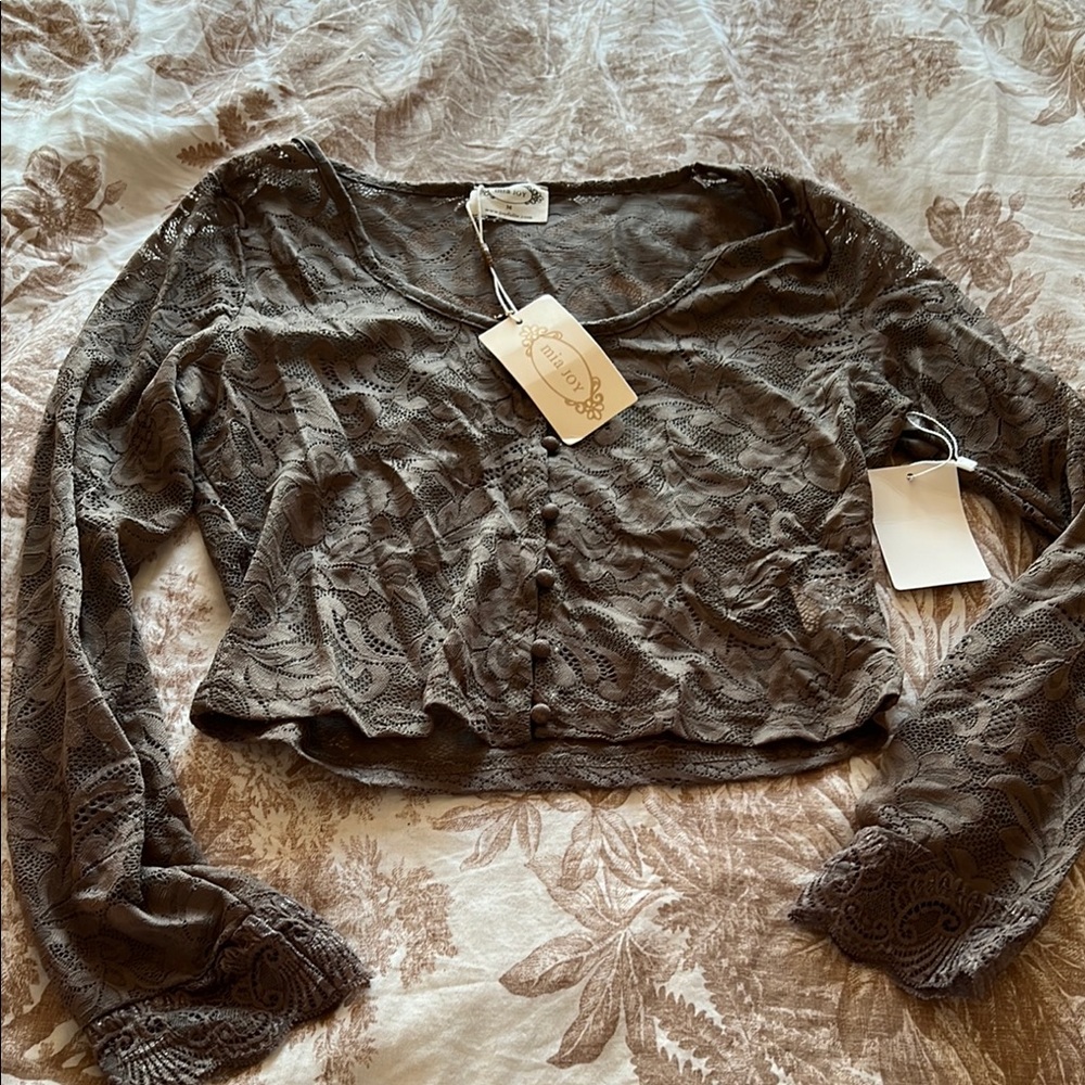 Elegant Lace Women’s Top in Gray
